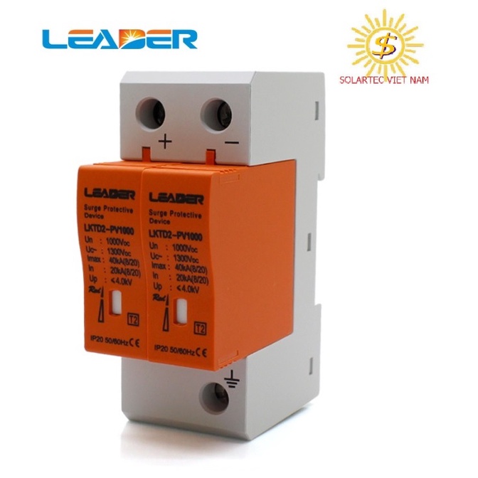 Chống sét lan truyền DC 2P 1000V, Chống sét solar hãng Leader chuyên dùng cho điện mặt trời