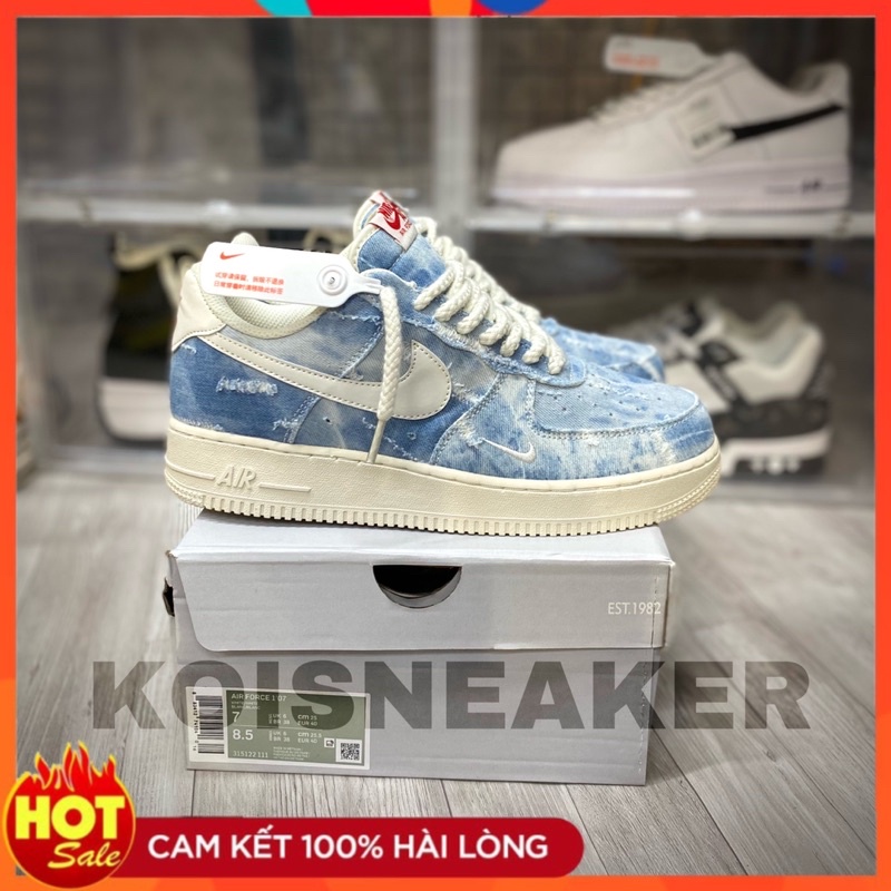 Giày sneaker AF1 dây thừng bản mới canva xanh bò // ảnh thật tự chụp