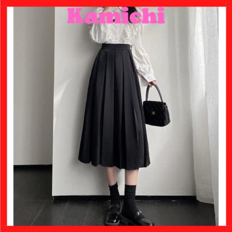 Chân Váy Midi Xòe Dáng Dài Xếp Ly To siêu hot m040