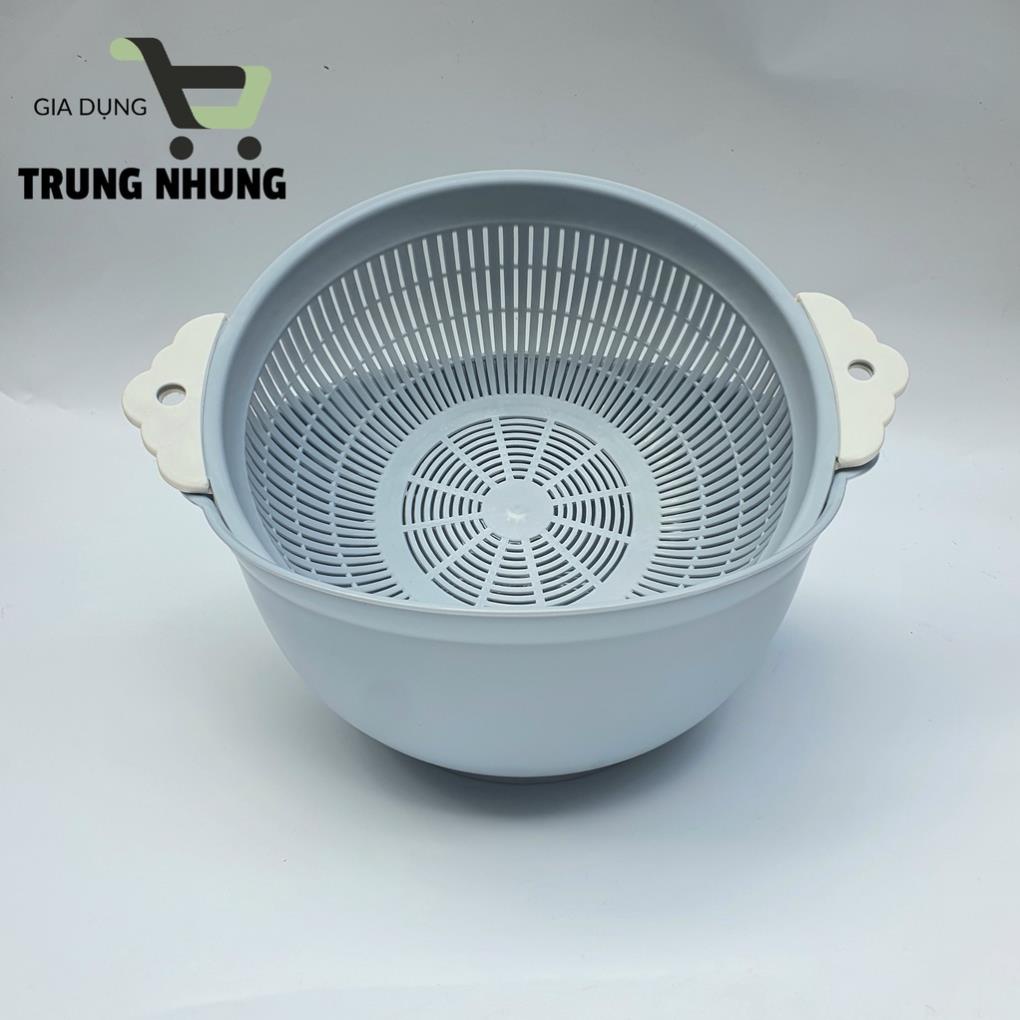 Bộ thau rổ nhựa, rổ nhựa kèm chậu, rổ chậu 2 lớp có tai cầm Việt Nhật