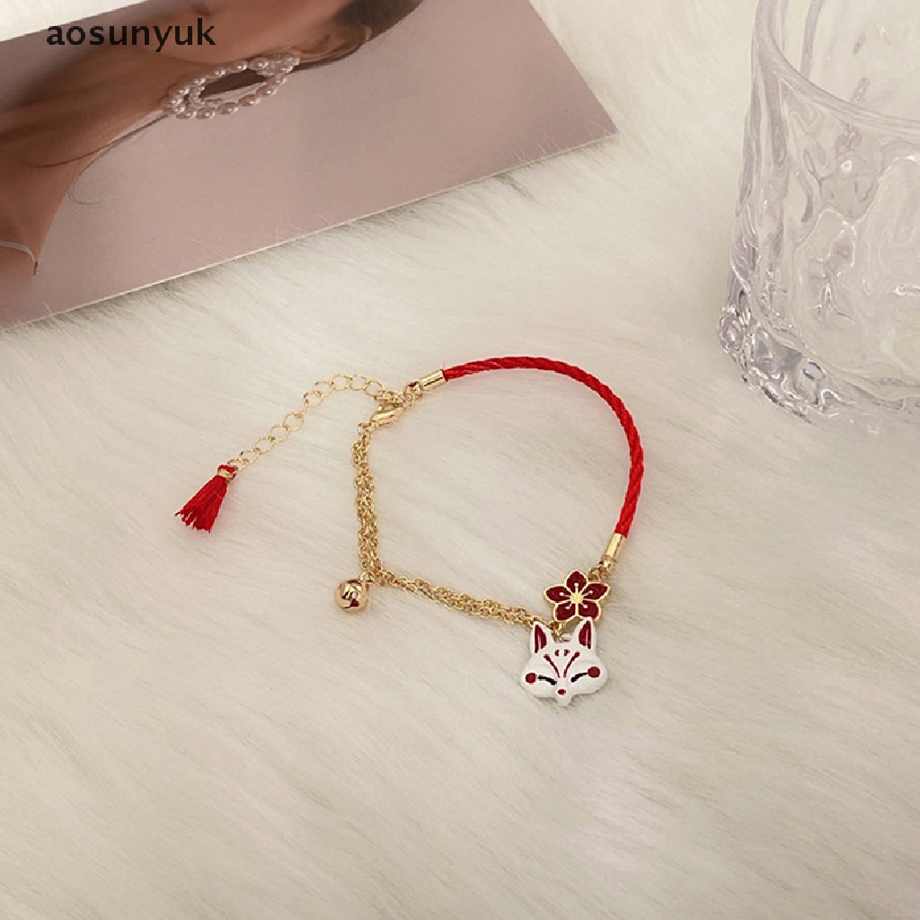 Aosunyuk Mới Vòng Đeo Tay Hình Cáo Hoạt Hình Hoa Đỏ May Mắn Vintage Quà Tặng Trang Sức Cho Nữ EN