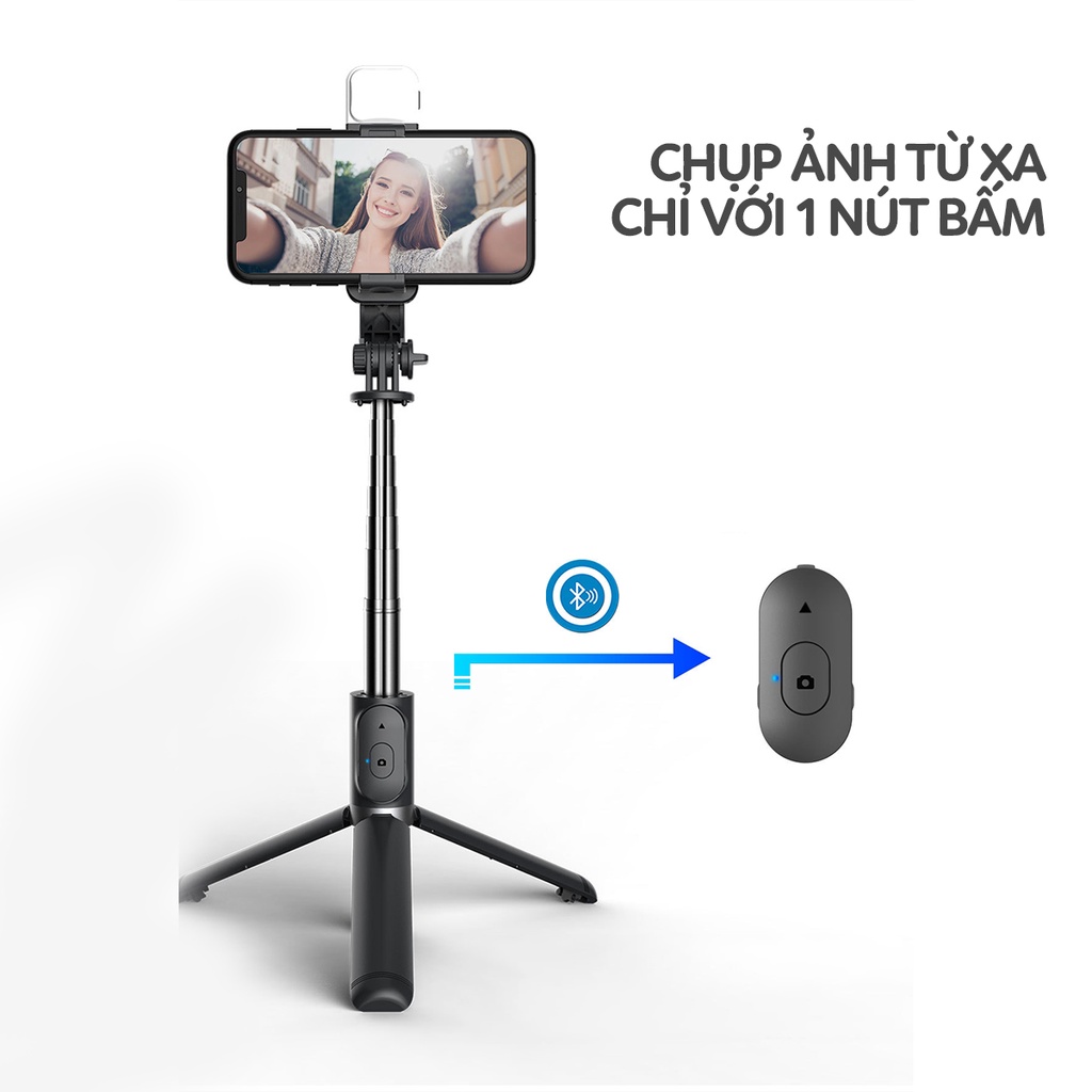 Gậy Tự Sướng Q07, Gậy Chụp Ảnh 3 Chân Đa Năng Cao Cấp , Kèm Đèn Selfie + Remote Bluetooth Siêu Tiện Lợi - TuHaiStore