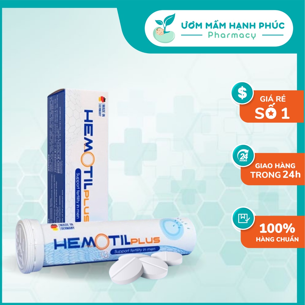 Viên sủi Hemotil Plus hỗ trợ sinh sản nam giới tinh trùng ít, tinh trùng di chuyển kém, tỷ lệ tinh trùng bình thấp.