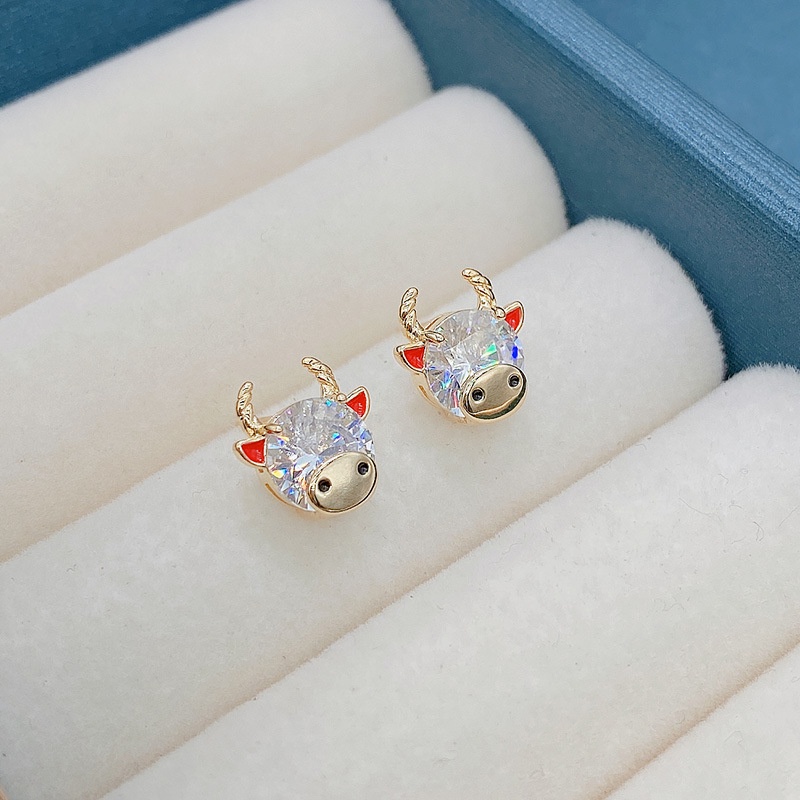 Bông Tai Mạ Bạc 925 Đính Đá Zircon Kiểu Dáng Dễ Thương