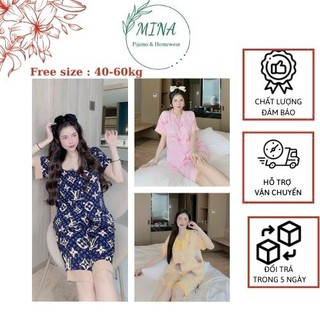 Đồ bộ lửng, pyjama nữ, đồ mặc nhà nữ, bộ lụa mango mát mịn free size 40-60kg không nhăn không phai màu