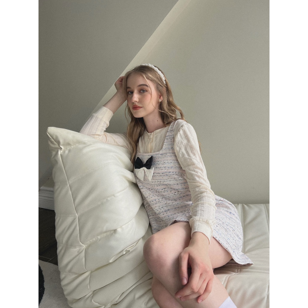 TIFFANY STUDIOS - Đàm Babydoll Tweed Dáng Xòe Tím Lilac - BARBARA DRESS