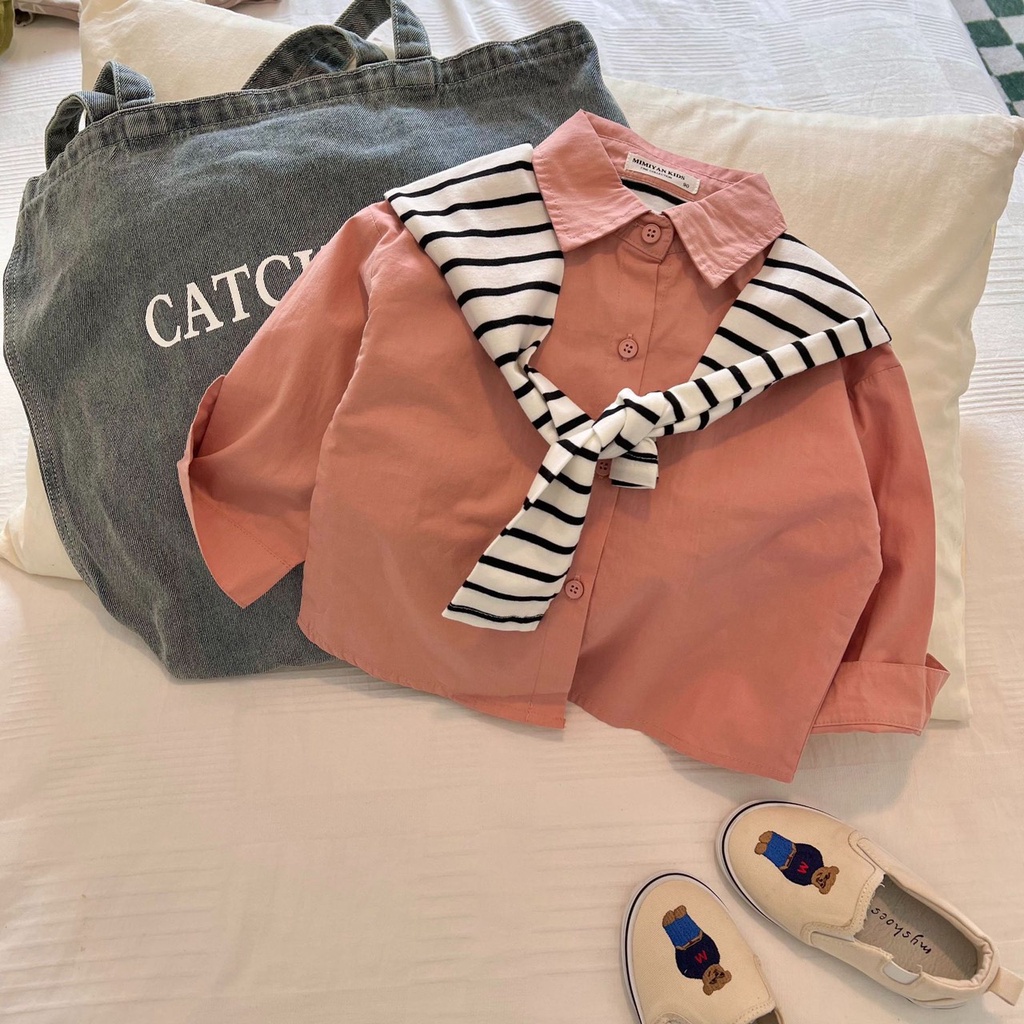 Áo Sơ Mi Korean Trẻ Em Cho Bé Trai Và Bé Gái Phong Cách Độc Lạ Chất Liệu Vải Đũi Thoáng Mát Heri Kids.