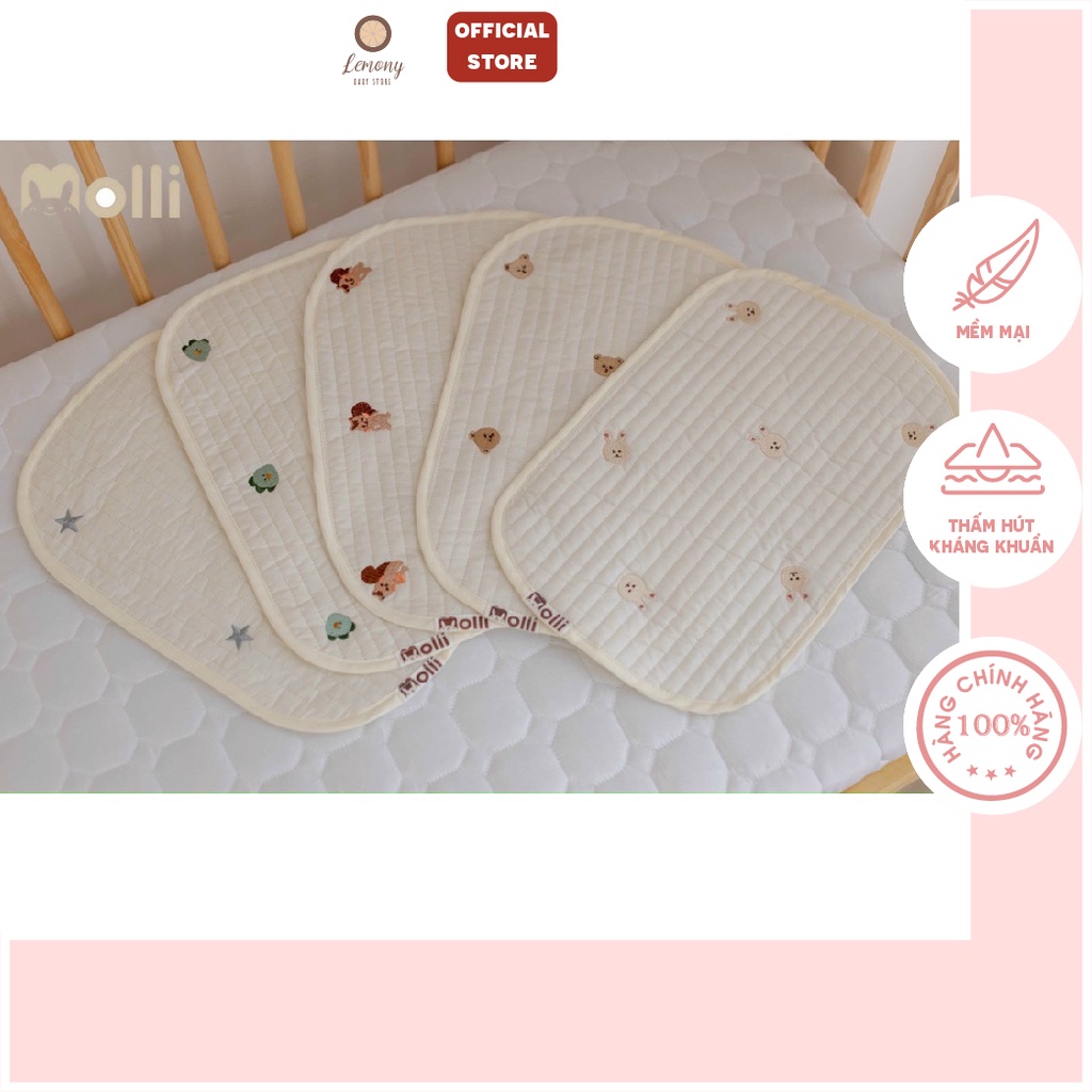 Miếng Lót Đầu Điều Hòa Cho Bé Sơ Sinh Molli HọaTiết Siêu Xinh Lại Vừa Mềm Mại, Nhẹ Nhàng Cho Bé Sơ Sinh