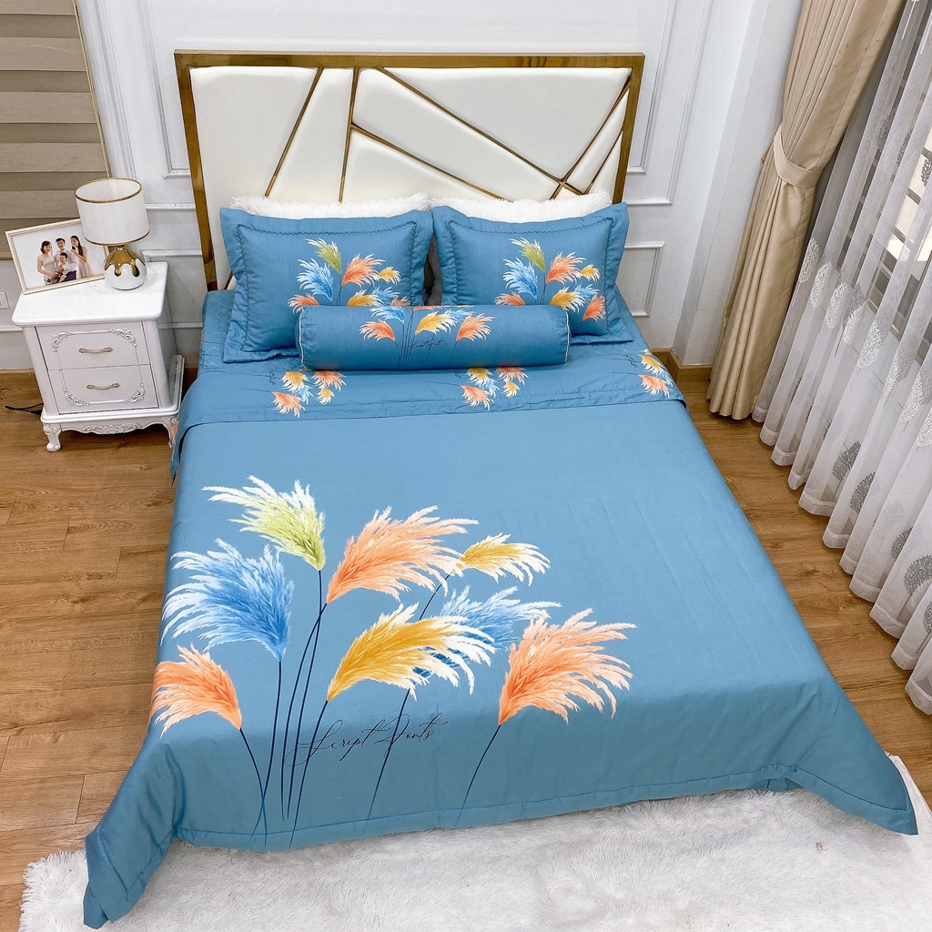 Bộ ga phủ Hàn Quốc chất cotton mát, set 5 món