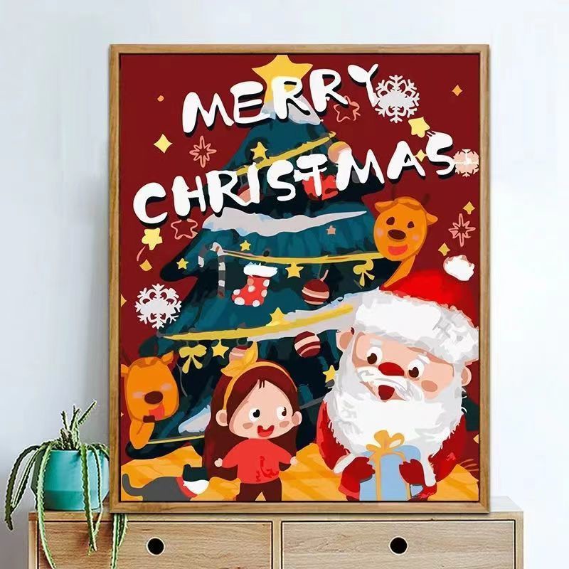 Nong Yang【30 * 40cm】 Sơn theo số / Quà tặng Giáng sinh / Vẽ tay / Sơn / Cây  thông Noel / Tranh sơn dầu thủ công báo chí / Nghệ thuật trang trí tường /  Sơn acrylic