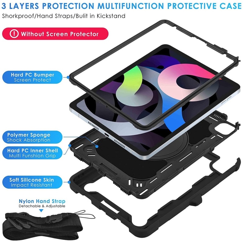 Ốp Máy Tính Bảng Chống Sốc Có Giá Đỡ Bút Chì 360 Độ Cho iPad 10th Gen 10.9 inch 2022°Ốp Lưng Có Đế DựNg Và Dây Đeo Vai Cho iPad 10.2 / Air 3 Air 4 Air 5 / iPad Pro 11 / Mini 6