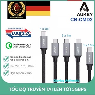Cáp sạc nhanh AUKEY CB-CMD2 USB-A to USB-C QC 3.0 18W chuẩn USB 3.0 5Gbps