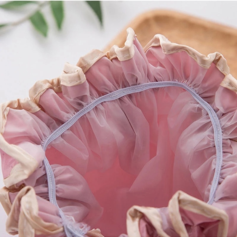 1 Mũ Tắm Trùm Đầu Hai Lớp Dày Dặn Co Giãn Chống Bụi Chống Nước Cho Nữ