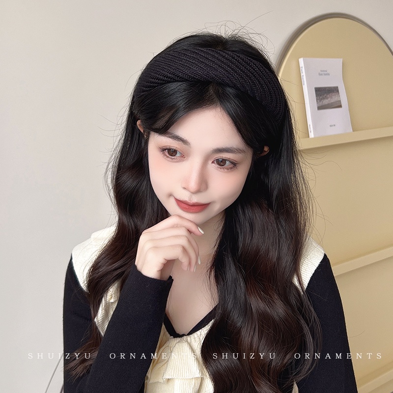 Băng Đô Cài Tóc Dệt Kim Viền Rộng Phong Cách Hàn Quốc Thanh Lịch Mới