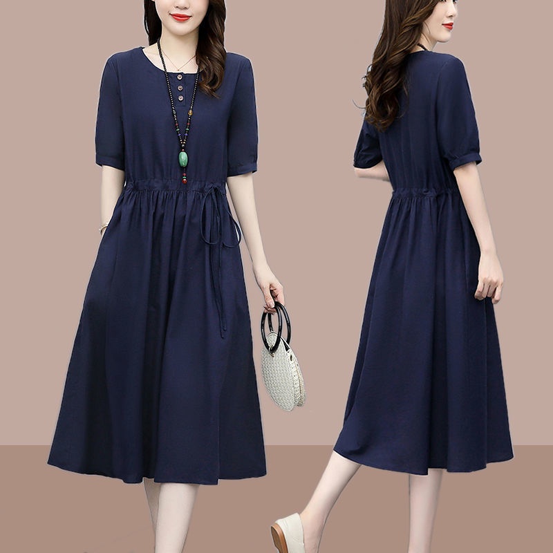 Đầm Dáng Chữ a Vải Cotton Lanh Mỏng Cao Cấp Phong Cách Nhật Bản Mới