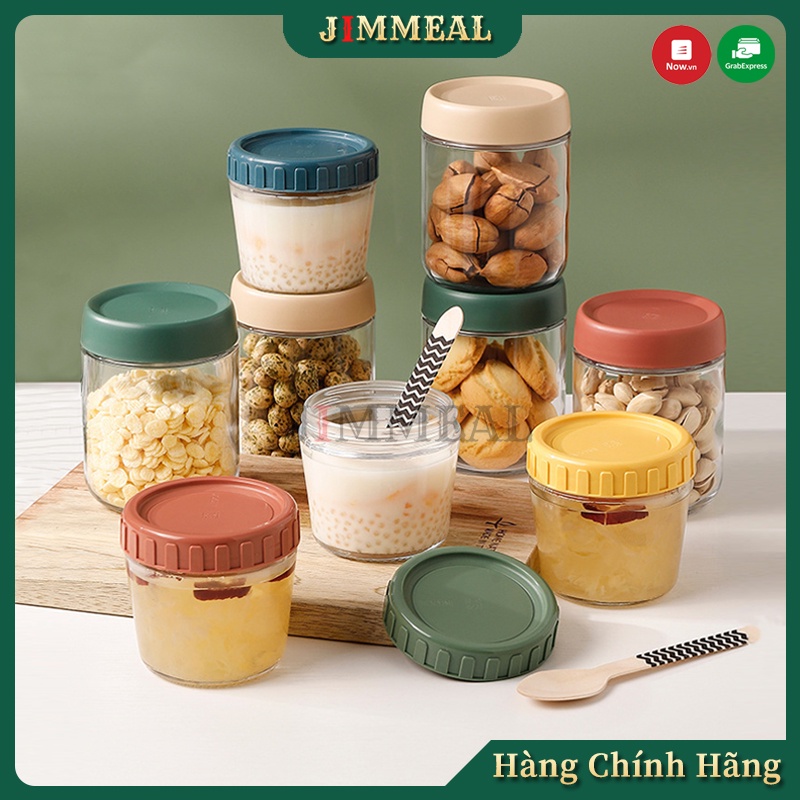 Set 2 Lọ Thủy Tinh, Hũ Thủy Tinh Đựng Gia Vị, Đồ Khô Nắp Vặn Kín Hơi Roborobo 260ml 280ml 450ml