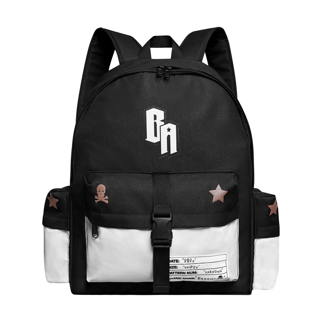 Balo đi học Banawa nam nữ unisex hoạ tiết caro có ngăn đựng laptop - Statement Backpack VER2 - Màu đen