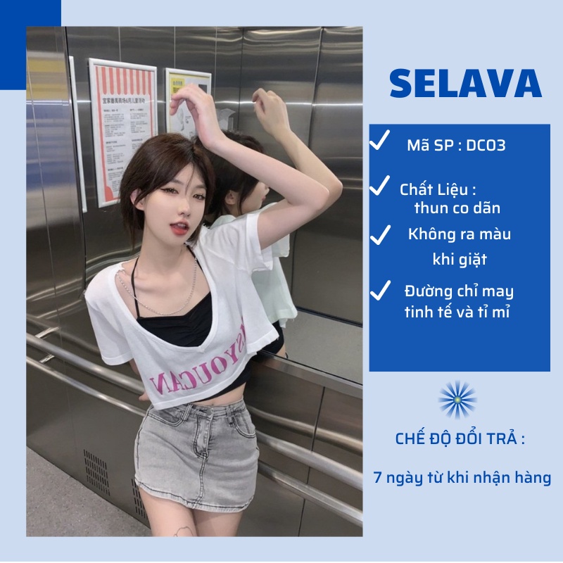 Bộ Áo Croptop Cộc Tay In Chữ MSYOU Kèm Áo Yếm Set Áo Kèm Hai Dây 2 Màu Trắng Hồng