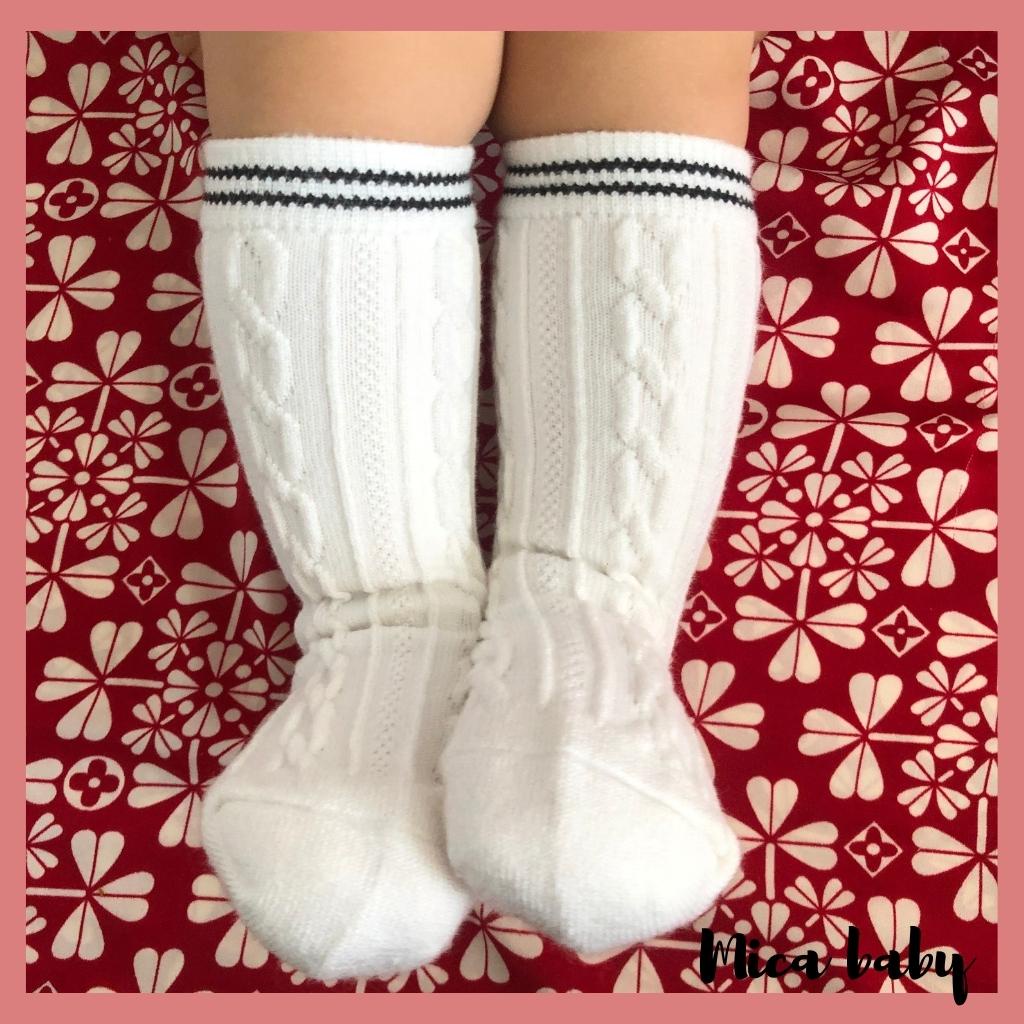 Tất vớ cao cổ chất len dập hình nổi phong cách Hàn Quốc đáng yêu cho bé T40 Mica baby