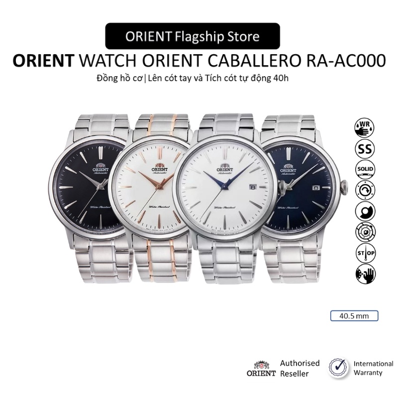 Đồng hồ nam Orient Watch Caballero RA-AC000 máy lộ cơ automatic mặt kính cường lực dây thép đeo tay cao cấp chính hãng