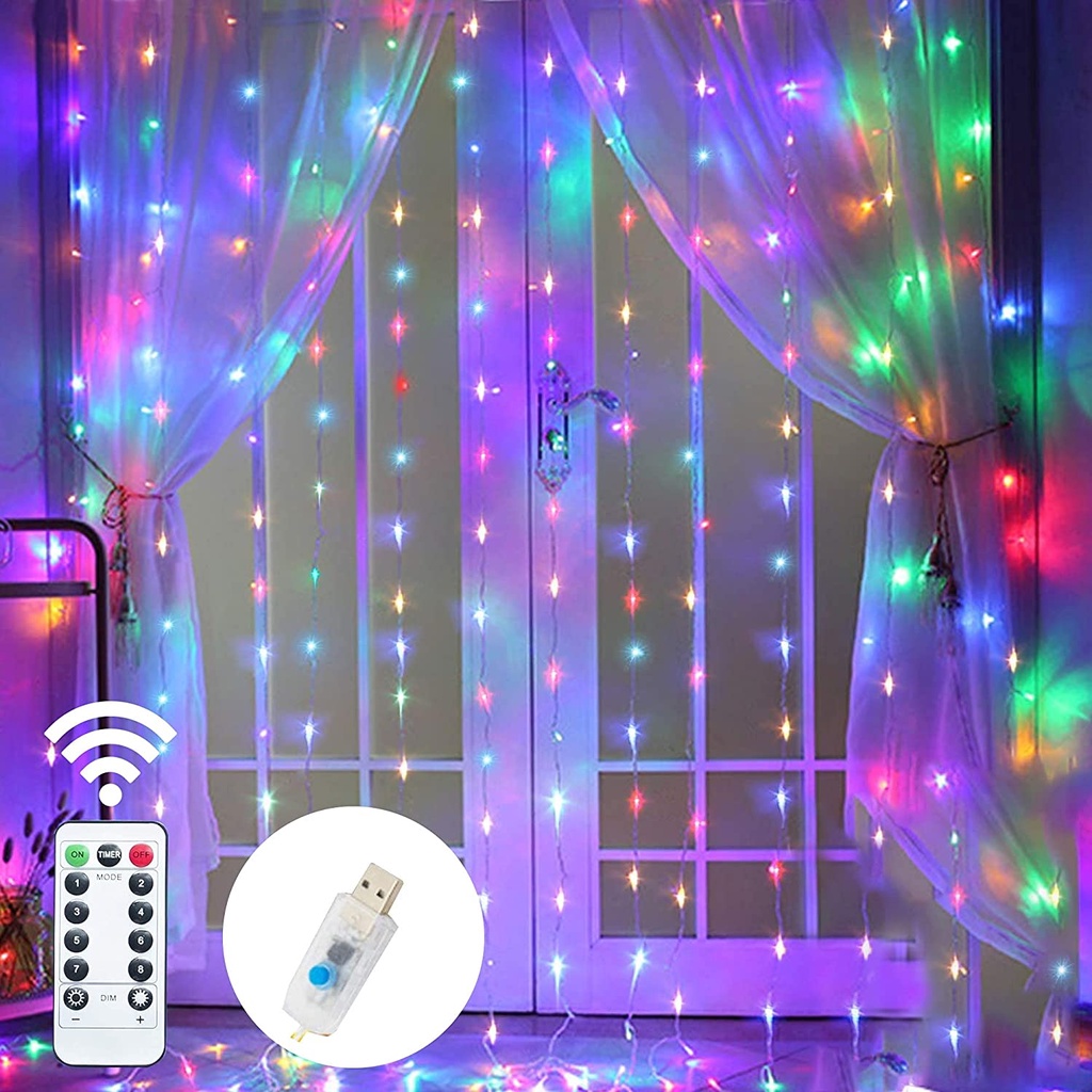 (Có Remote) Đèn Led Thả Rèm Mưa Rơi/ Thác Nước - Đèn Nháy Thả Mành, Trang Trí, Decor, Lễ tết, noel, sinh nhật
