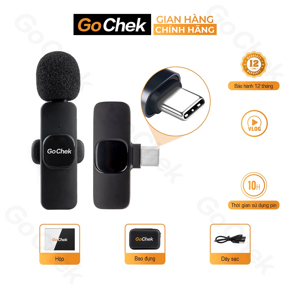 Micro thu âm không dây GoChek cổng Type C khử tiếng ồn phù hợp để phát trực tiếp/ quay video/ ghi âm GC-A01