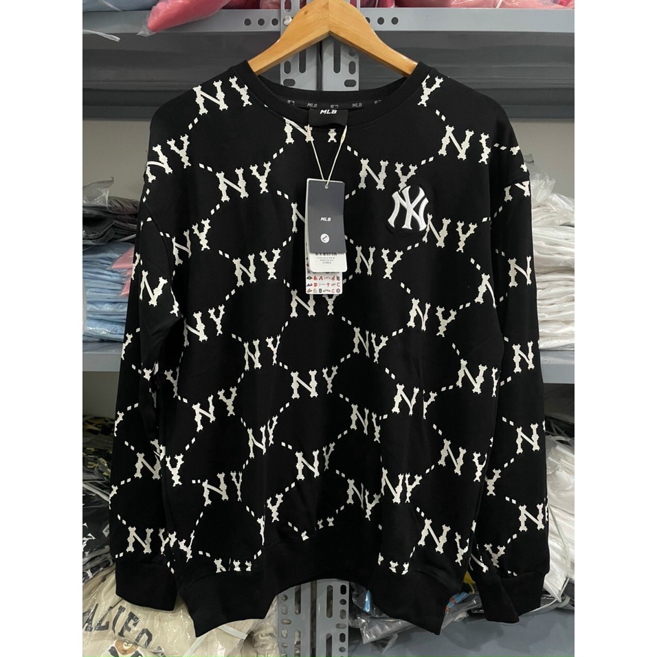ÁO NỈ M L B MONOGRAM DÀI TAY VẢI NỈ DA CÁ DÀY DẶN LOẠI ĐẸP