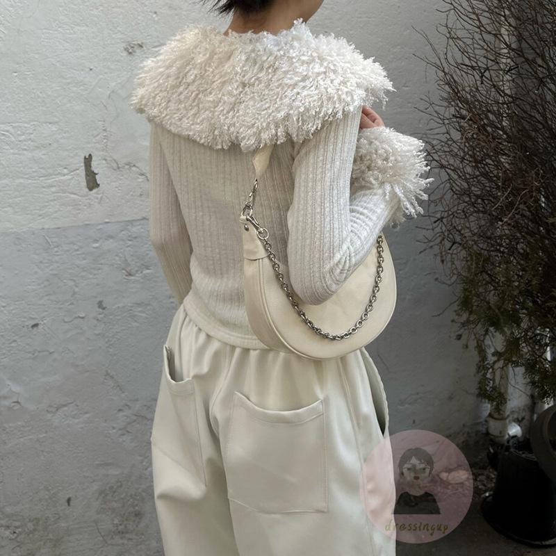 Áo Dệt Kim Tay Dài Cài Nút Xếp Ly Đơn Giản Dành Cho Nữ