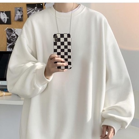 Áo sweater trơn nam nữ 2 màu đen, trắng form rộng, áo tay dài unisex nỉ bông dày mềm mịn cao cấp hot 2022