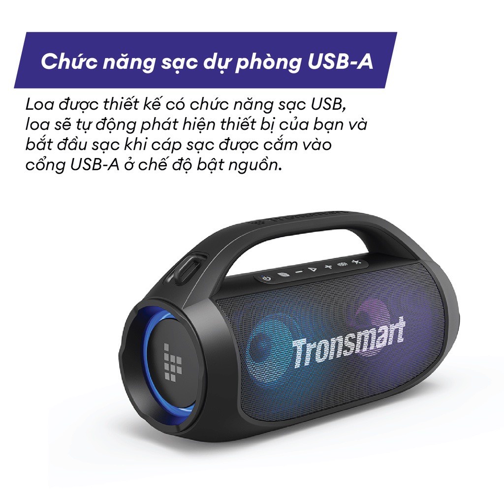 Loa Bluetooth 5.3 Loa Di Động TRONSMART BANG SE, Đèn LED, Công suất 40W, Chống nước IPX6 - Bảo Hành 12 Tháng