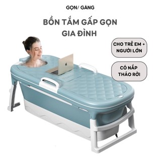 Bồn tắm gấp gọn cho người lớn trẻ con có nắp để xông hơi bồn tắm di động chậu tắm chất liệu nhựa silicon làm bể bơi