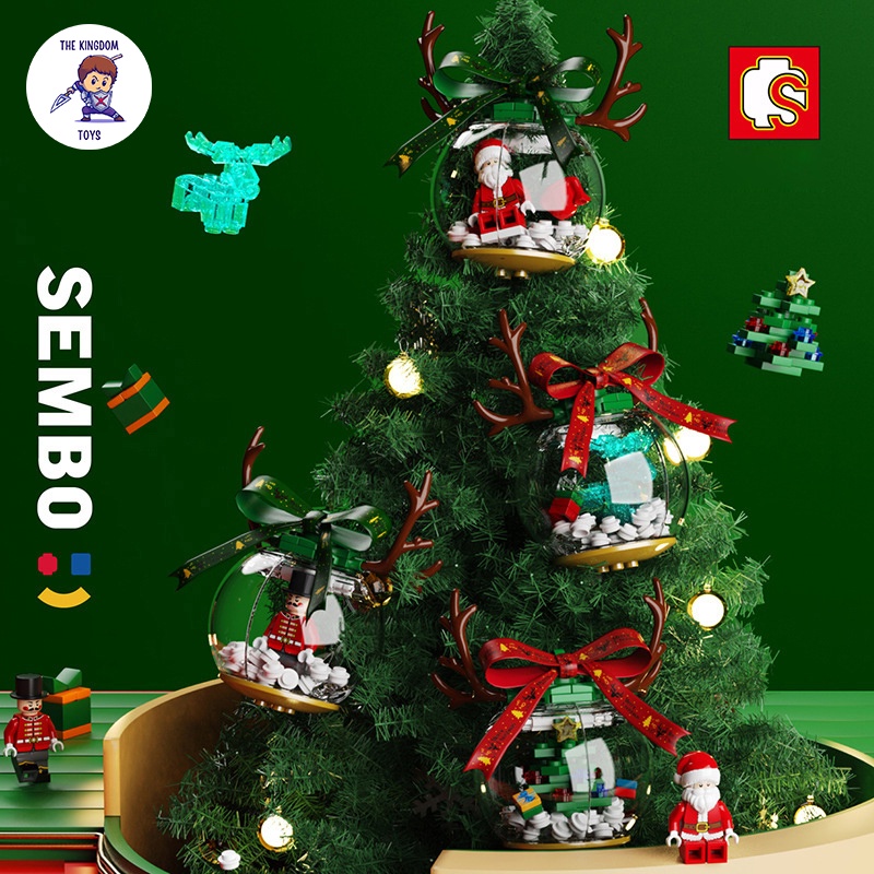 Đồ Chơi Lắp Ráp Giáng Sinh Noel Mô Hình Quả Cầu Trang Trí Cây Thông Phát Sáng / Ông Già Tuyết 601168