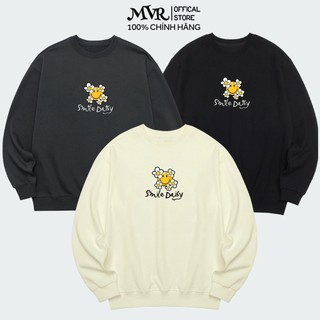 Áo sweater hoa cúc mặt cười vui vẻ yêu đời smile daisy mvr unisex form rộng vải da cá