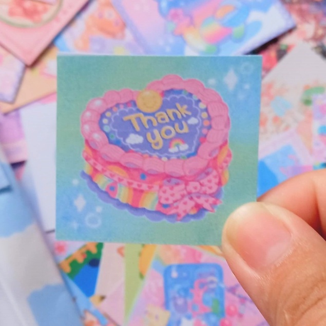Tem niêm phong độc quyền 4x4cm dán túi giấy, sticker có keo dán sẵn, niêm phong hộp carton,