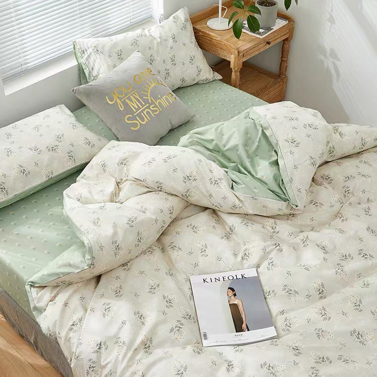 Bộ chăn ga gối cotton poly Hoa Bạch Tuyết ETAMI miễn phí bo chun ga trải giường (chưa kèm ruột)