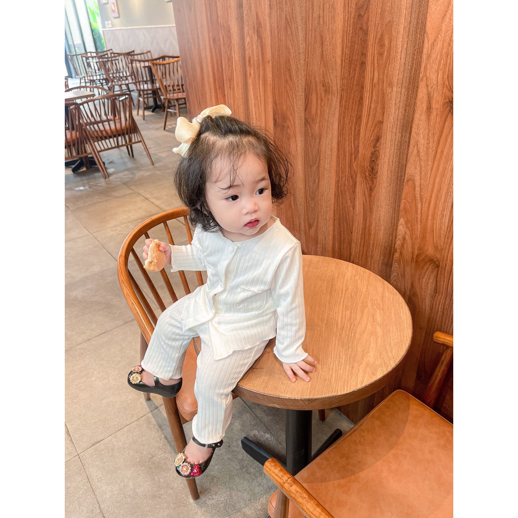 Bộ quần áo bé gái Milky SODA KIDS chất liệu thun gân co giãn, thiết kế cổ tròn, túi ngực phong cách Hàn Quốc