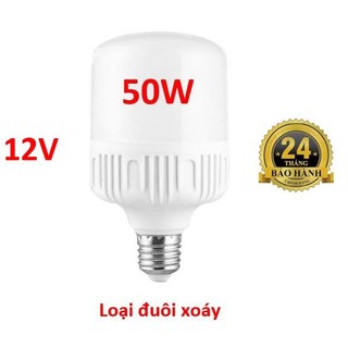 Bóng đèn led 12v 50w đuôi xoáy siêu sáng, đèn ắc quy 12v