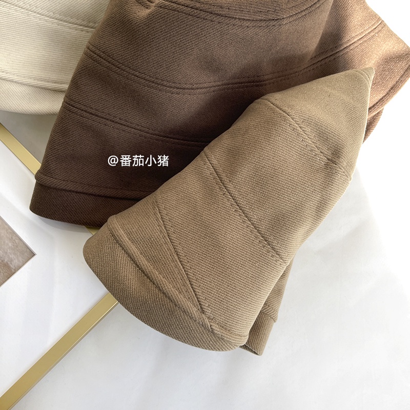 Mũ Bucket Len Dày Dặn Giữ Ấm Mùa Thu Đông Kiểu Dáng Đơn Giản Lưng Ngắn Phong Cách Hàn Quốc Cho Nữ