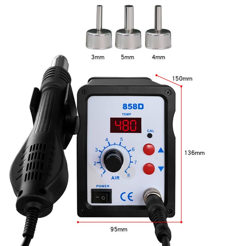 Trạm hàn khò 858D - Mỏ hàn chỉnh nhiệt LCD 80w
