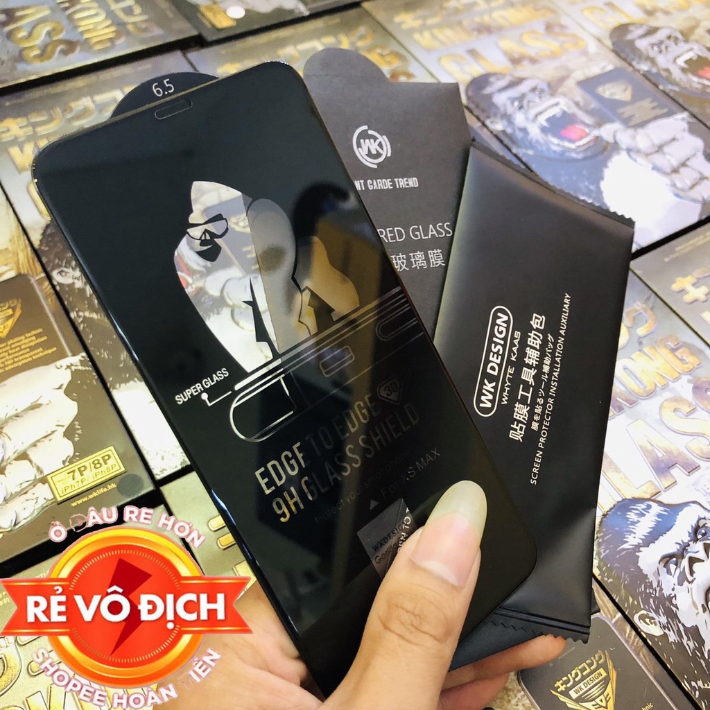 Cường lực kingkong iphone 7 8lus Xsmax 11 11pro 11promax 12 12pro 12 promax 13 13 pro 13 promax 14 14pro WK ful màn hình