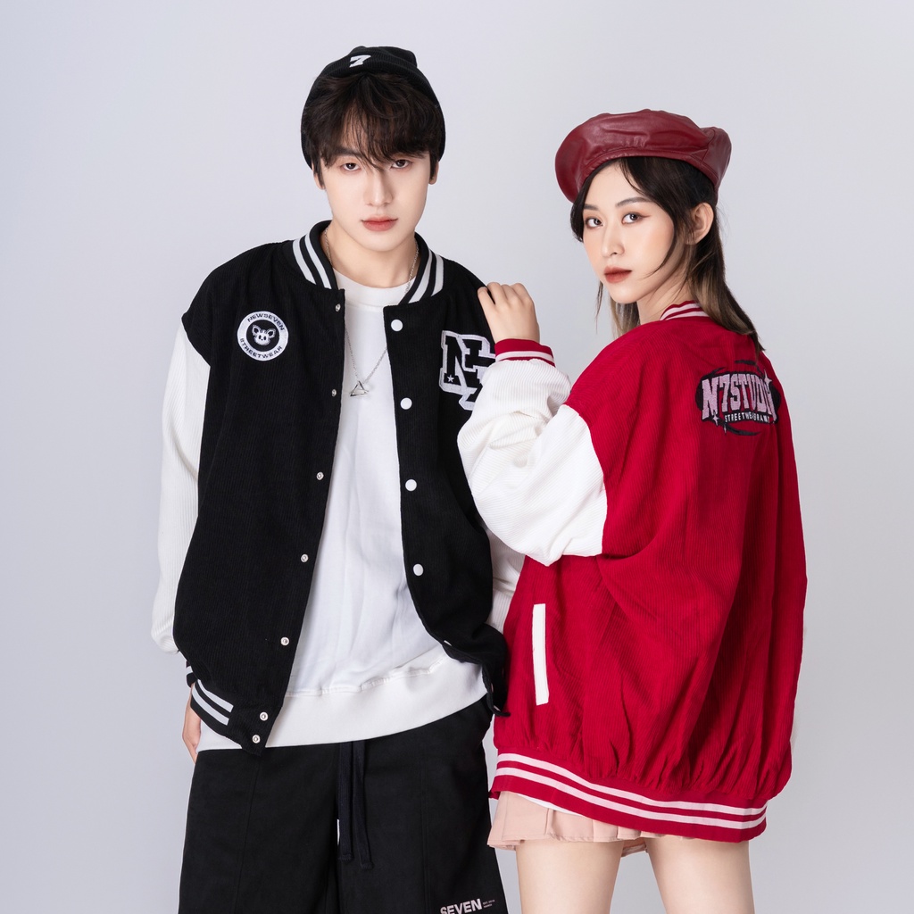 Áo Khoác Varsity Jacket N7 STUDIO bomber bóng chày basic nam nữ form rộng Local Brand
