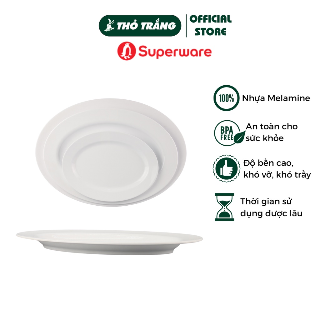 Dĩa nhựa melamine màu trắng Srithai Superware cao cấp đa dạng mẫu mã