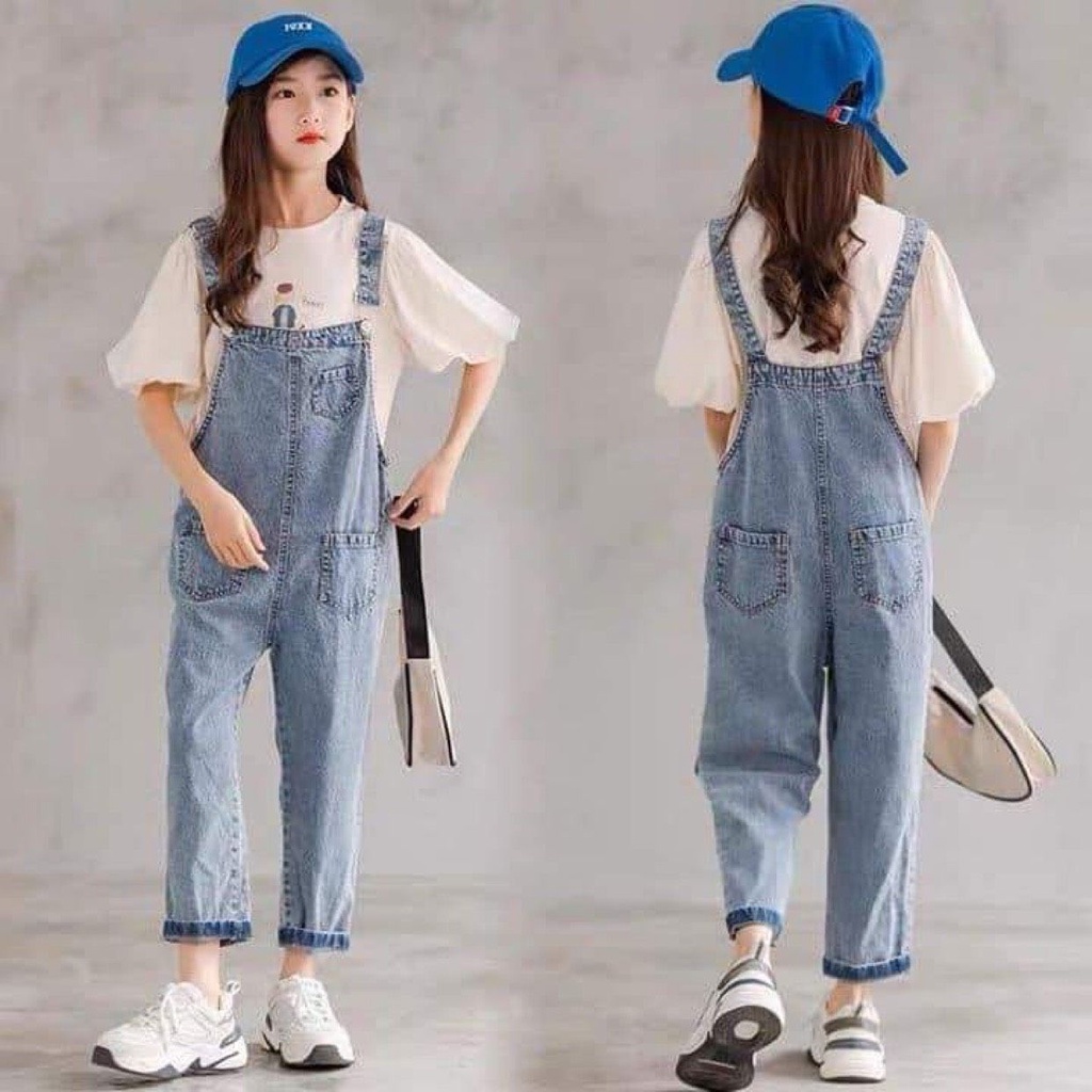 Yếm bò trơn cho bé gái Đầm Jean cao cấp bigsize Beeshop H24032