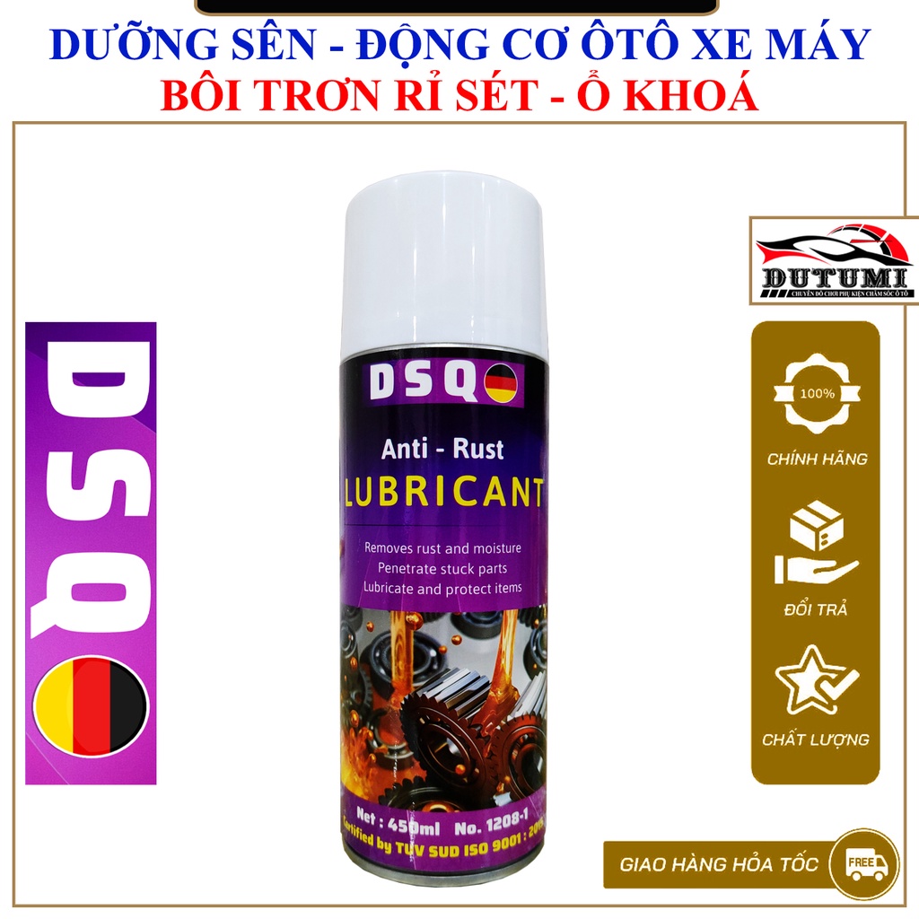 Dưỡng Sên - Vệ Sinh Sên Xe Máy - Dầu Tra Xích Xe Đạp, Chi Tiết Ô tô - Dầu Bôi Trơn Chống Kẹt - DSQ Anti Rust - DUTUMI