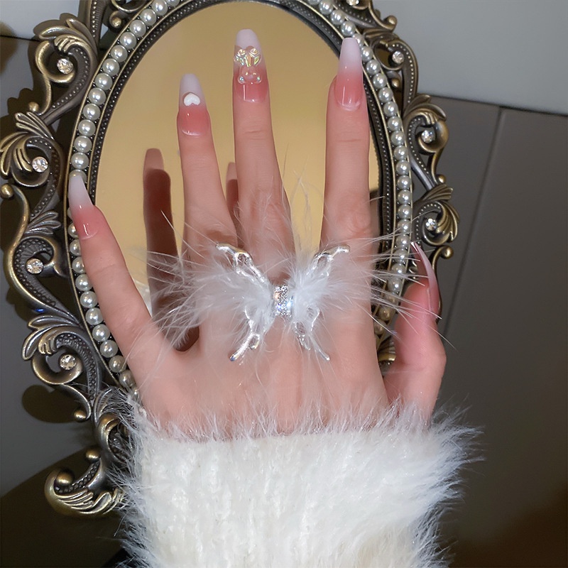 1 Nhẫn Hở Họa Tiết Bướm / Lông Vũ Thời Trang Cá Tính