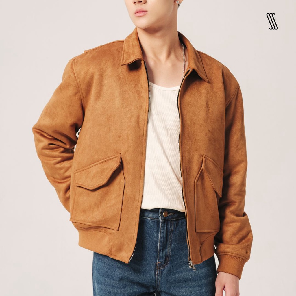 Áo khoác nam SSSTUTTER da lộn lớp lót chần bông SSS. SUEDE BOMBER JACKET