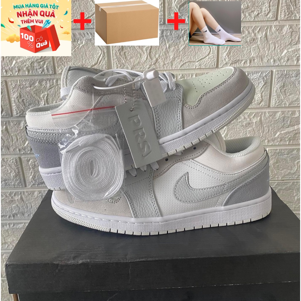 Giày Jordan Cổ Thấp Nam Nữ, Giày Nike_Jordan Paris JD Xám Trắng Hàng Đẹp Full Box