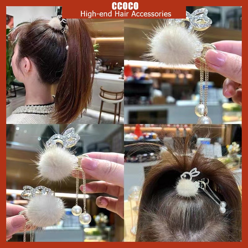 Kẹp Tóc Đuôi Thỏ Lông Chồn Sang Trọng Cho Nữ