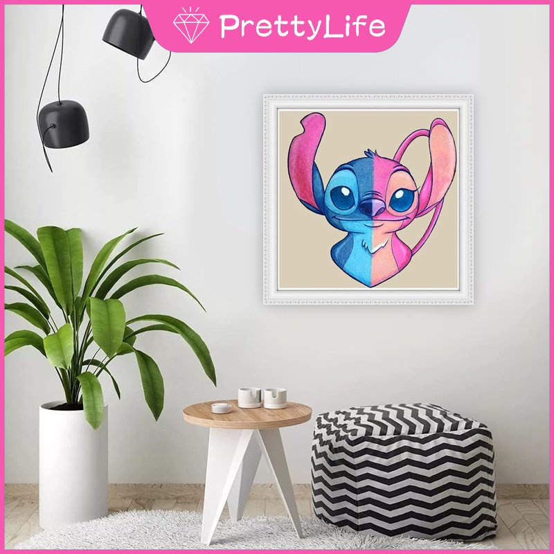 Bộ Tranh Đính Đá 5D Tự Làm 30x30cm / 40x40cm / 50x50cm Hình Stitch Dễ Thương Trang Trí Nhà Cửa