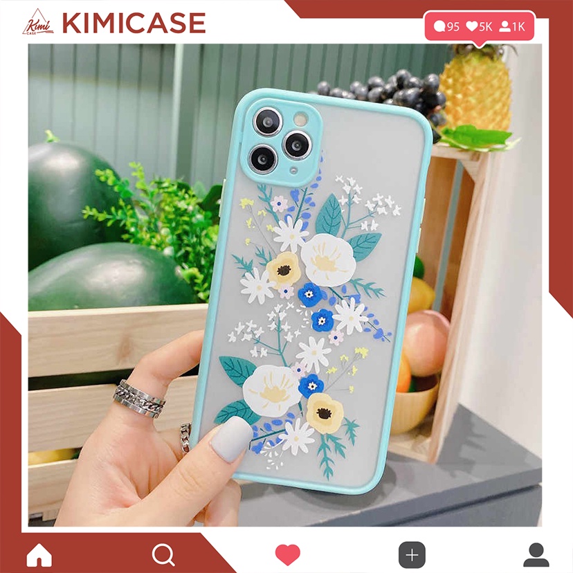 Ốp lưng Xiaomi Redmi 7 8 9 9A 9C 9T 10 10C Mi 11T Pro 5g 11 Lite 5G NE 11T PocoX3 NFC Pro dẻo vuông bảo vệ camera hoa lá